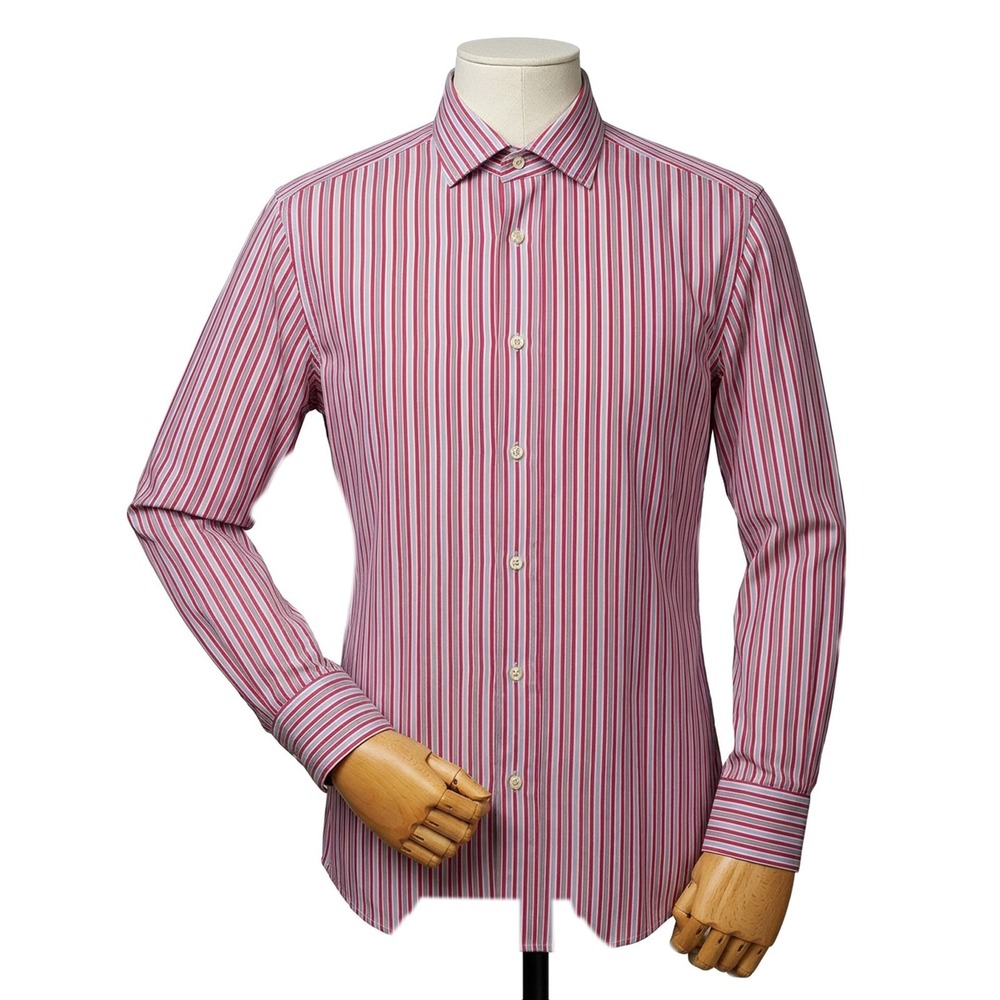 Hugo Boss Gerald Striped Dress Shirt 100% Cotton Made in Italy Men's Size 16 1/2